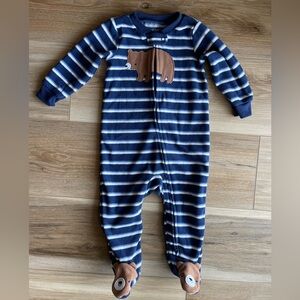 Carter's Stripped Bear Fleece Footie Onesie